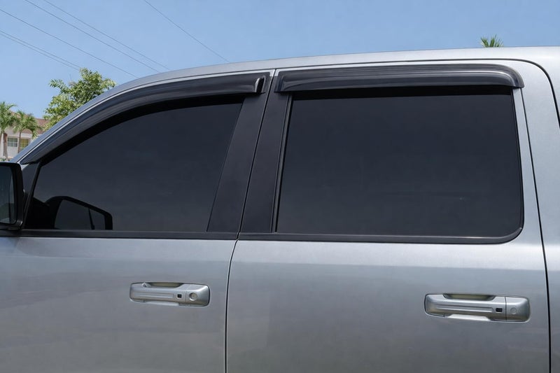 Optimal Co 2019-2026 Tape-On Side Window Deflector Visors Compatible with Dodge Ram 1500 Crew Cab Only Smoke Tinted Rain Guards 2020 2021 2022 2023 2024 2025 - Image 2
